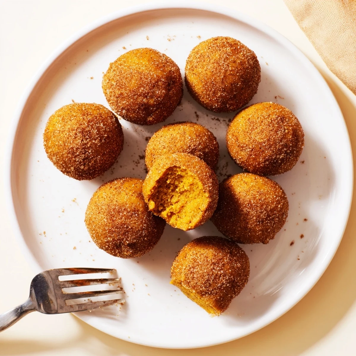 Moist mini pumpkin muffin balls bursting with spices, perfect for festive gatherings or breakfast.  
