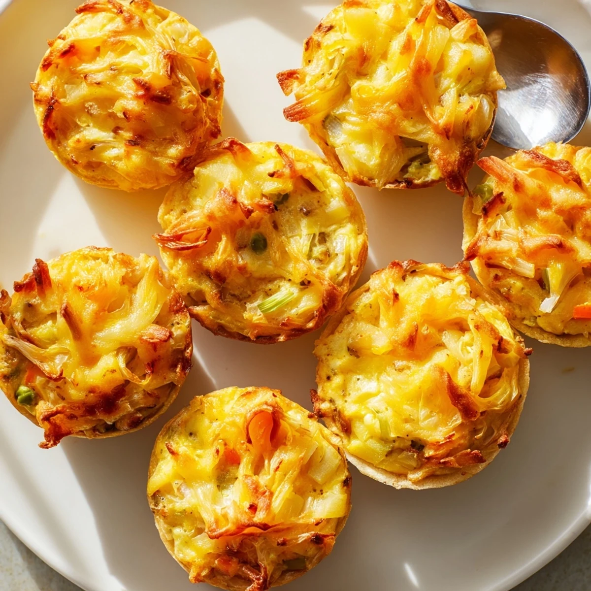 Savory Japanese Curry Quiche Muffins fresh out of the oven, golden and cheesy.  