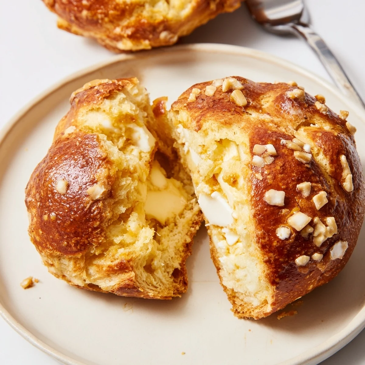Freshly baked cream cheese pretzel drop scones, featuring a chewy crust and hearty flavor.