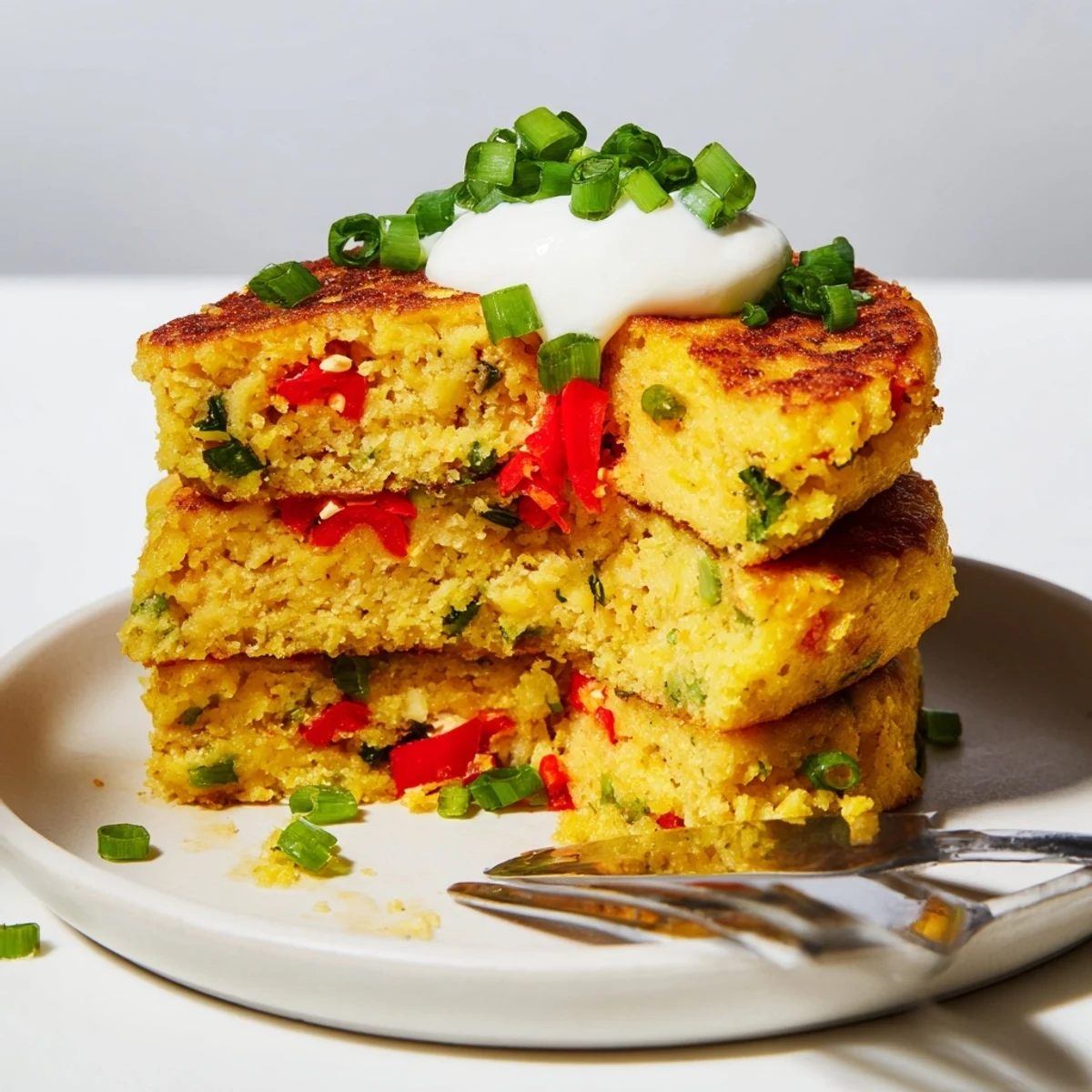 Savory soda muffin pancakes bursting with flavor, ideal for a spicy breakfast!