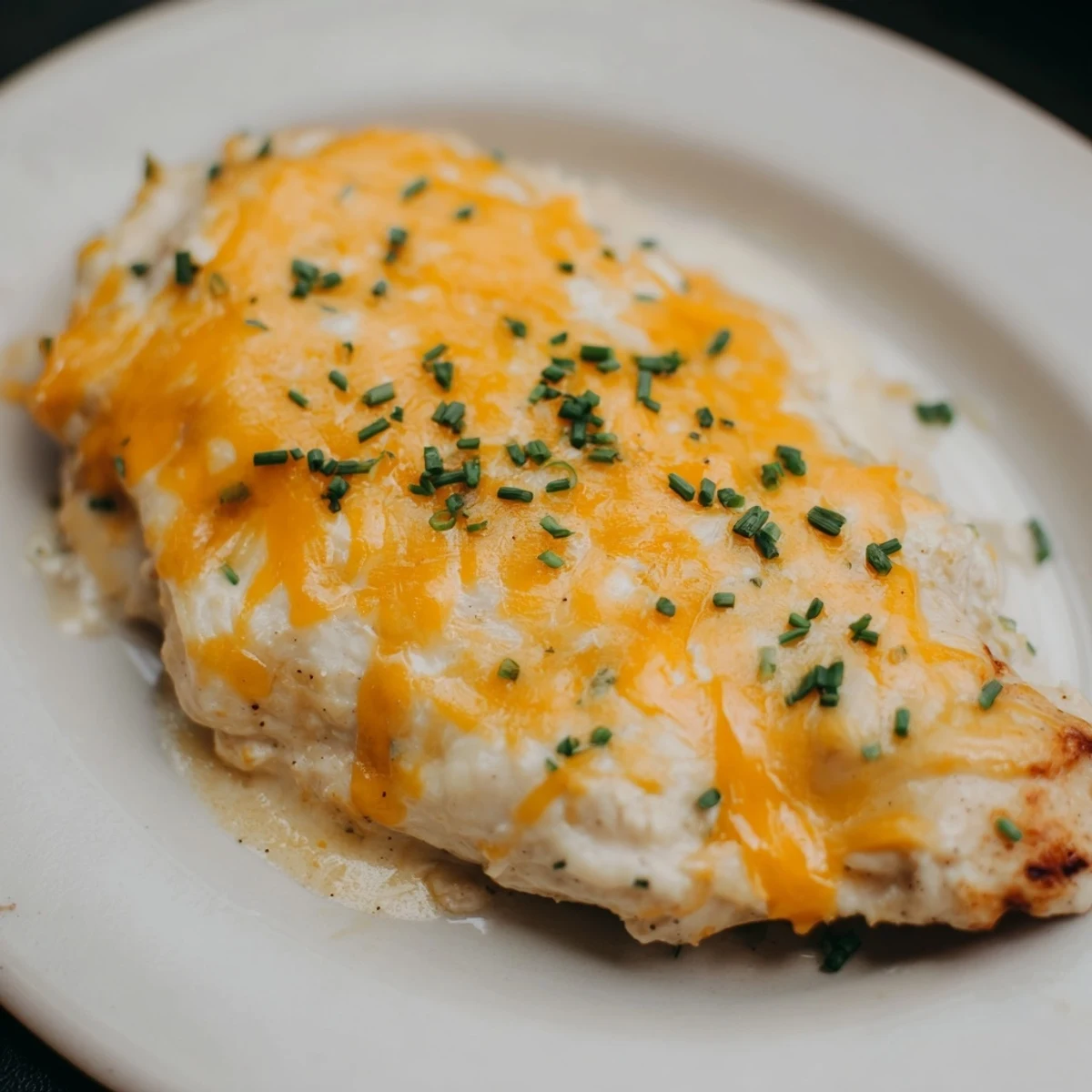 Tender chicken breasts smothered in ranch and cheddar cheese, baked to perfection in a Cheddar Ranch Chicken Bake.
