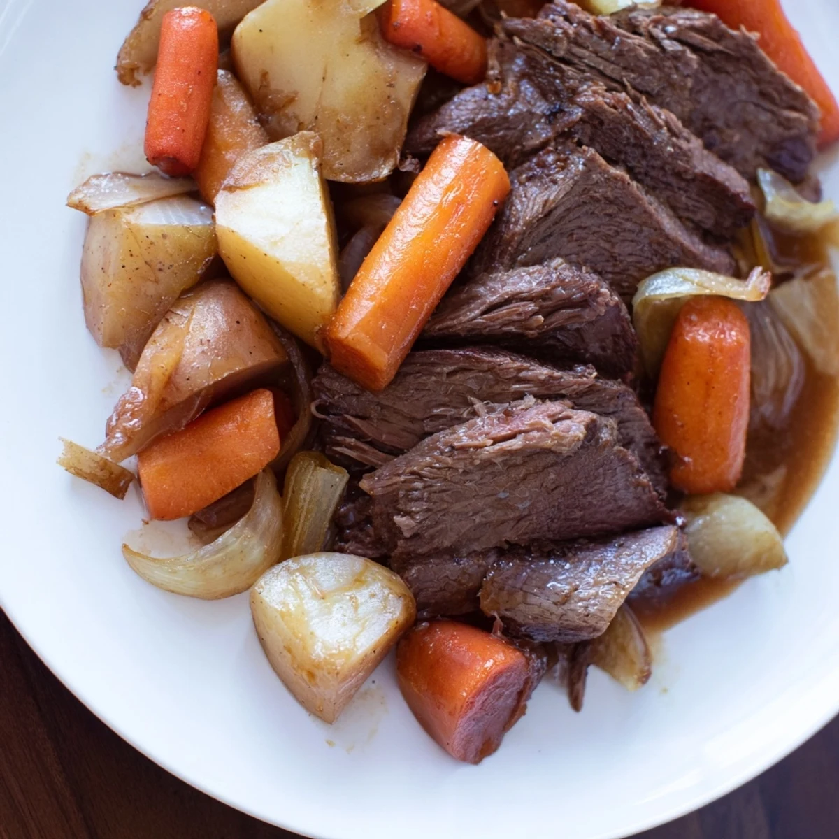 Hearty and flavorful Sunday Pot Roast, showcasing browned beef and perfectly cooked root vegetables, ideal for a family meal.