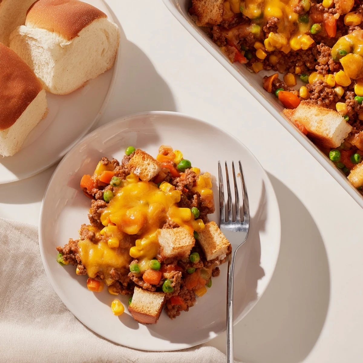 A close-up of a hearty 5-Ingredient Sloppy Joe Casserole, showcasing its delicious texture.