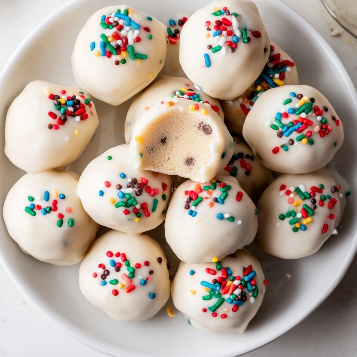 Golden Italian Christmas Cookie Balls with festive sprinkles, perfect as a holiday treat.