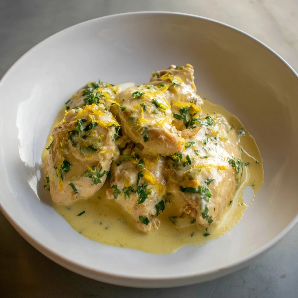 Enjoy a plate of Lighter Creamy Tarragon Chicken, a French-inspired, low-fat dish bursting with flavors.