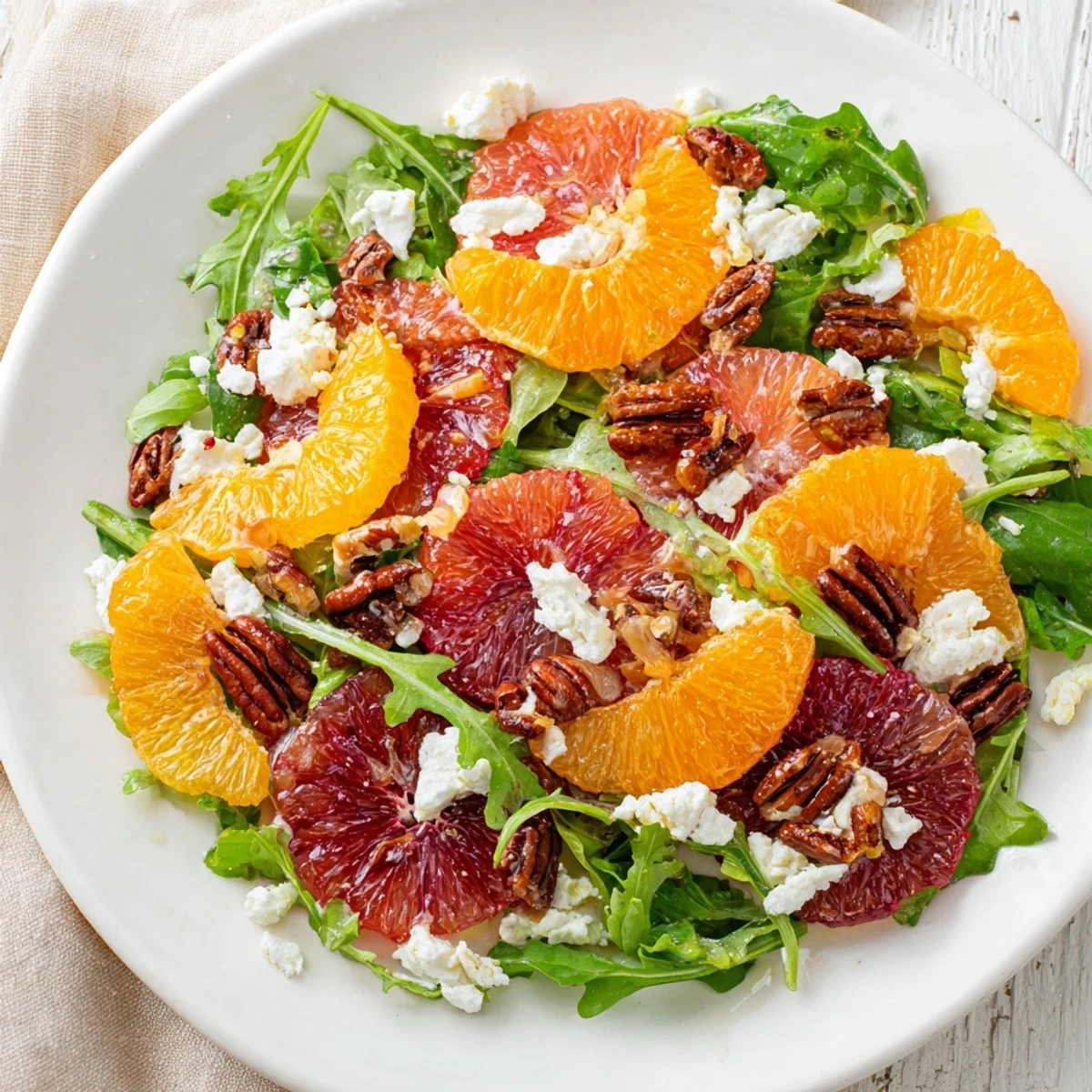 Imagine this Winter Citrus & Candied Pecan Salad: Honey-citrus vinaigrette drizzled over a beautiful, easy salad.