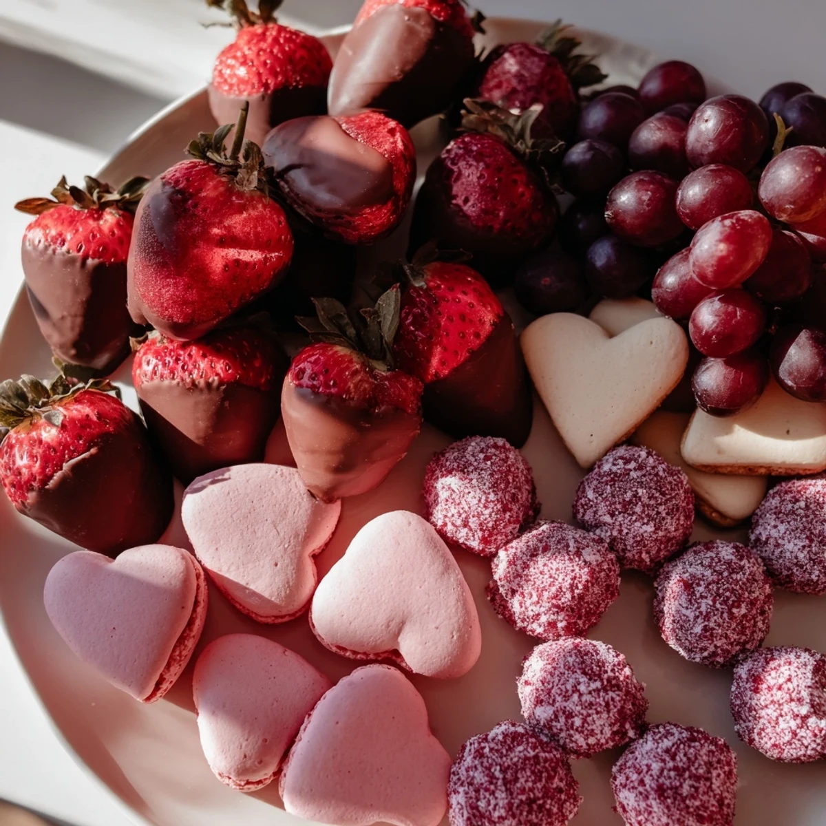 Sweetheart Valentine's Day Board overflowing with chocolate-covered strawberries and colorful treats, perfect for sharing.