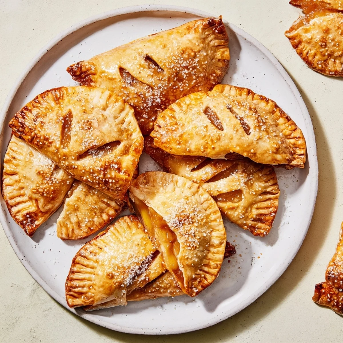 Golden, flaky Winter Comfort Mitten Shaped Hand Pies filled with warm, spiced apple filling ready to enjoy.
