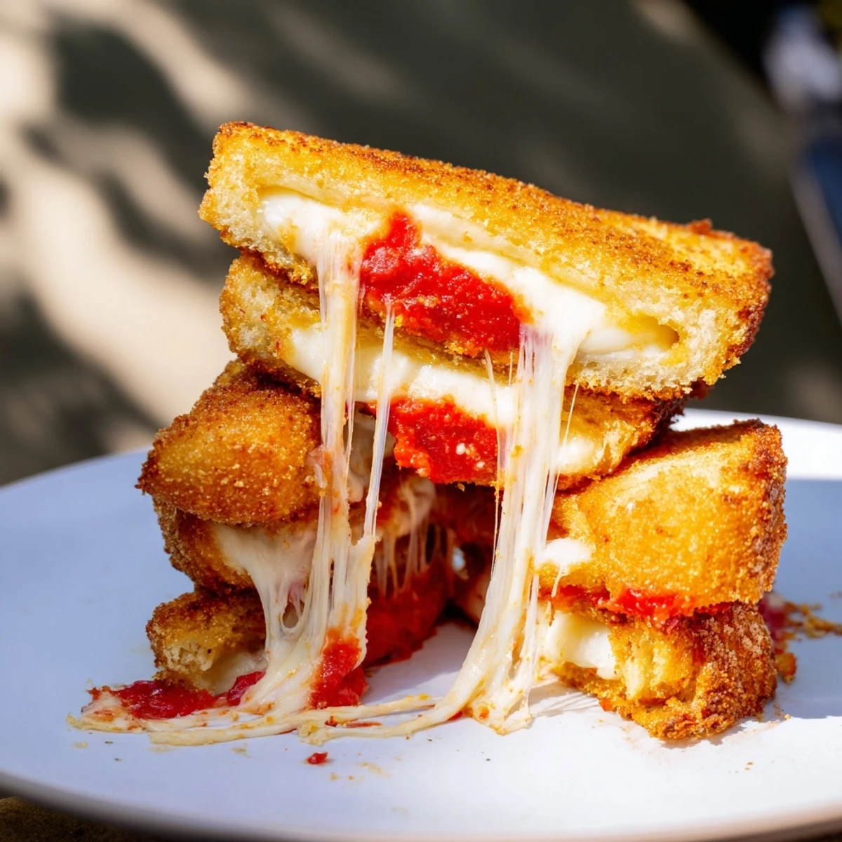 Enjoy this warm, delicious Mozzarella Stick Grilled Cheese, a perfect comfort food sandwich oozing with cheese.