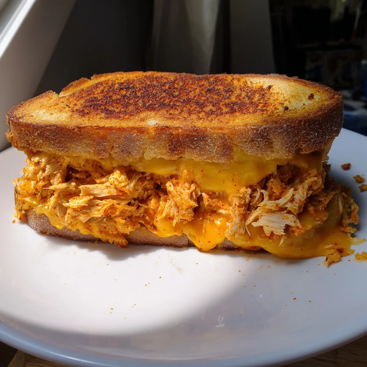Imagine the amazing crunch of a Spicy Crispy Chicken Sandwich Grilled Cheese with a fiery kick.