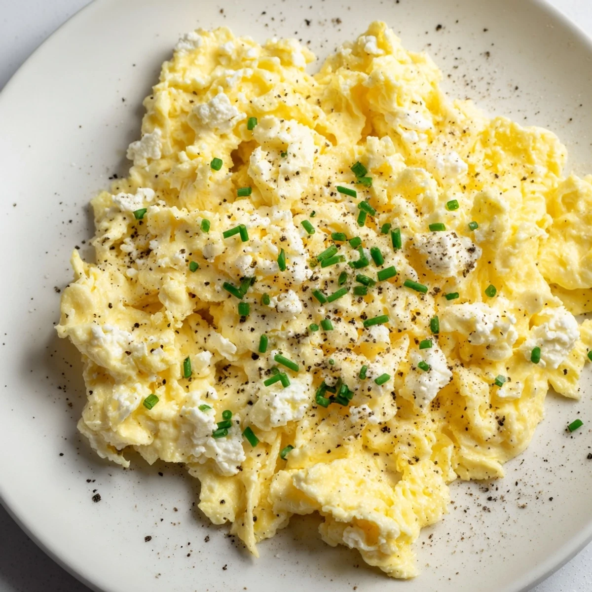 Fluffy Cottage Cheese Scrambled Eggs, a golden breakfast, ready to be enjoyed with toast.