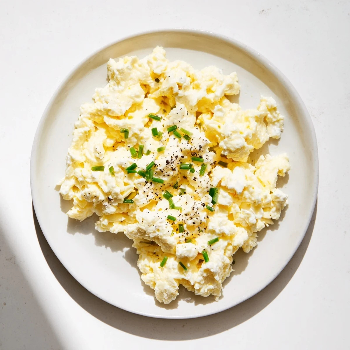 These creamy Cottage Cheese Scrambled Eggs are light, full of protein, and seasoned to perfection.