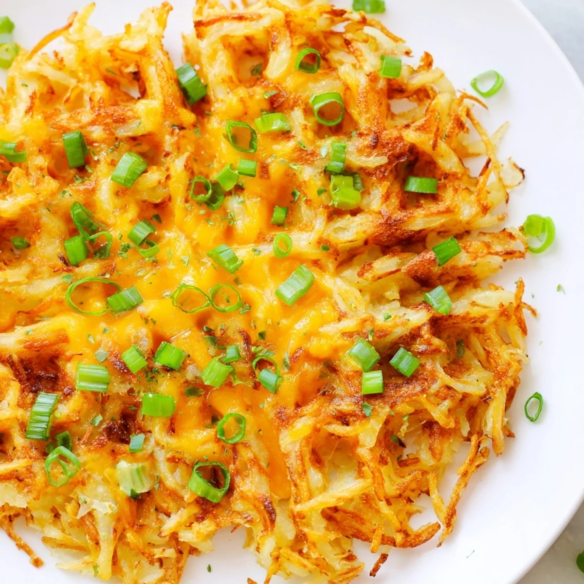 Enjoy the perfectly textured Cheesy Hash Brown Waffles, ideal for a hearty brunch, sprinkled with chives.