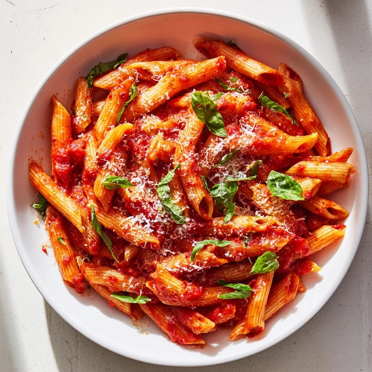 Creamy Alfredo sauce coats the tender Microwave Bowl Pasta, sprinkled with Parmesan cheese ready to eat.