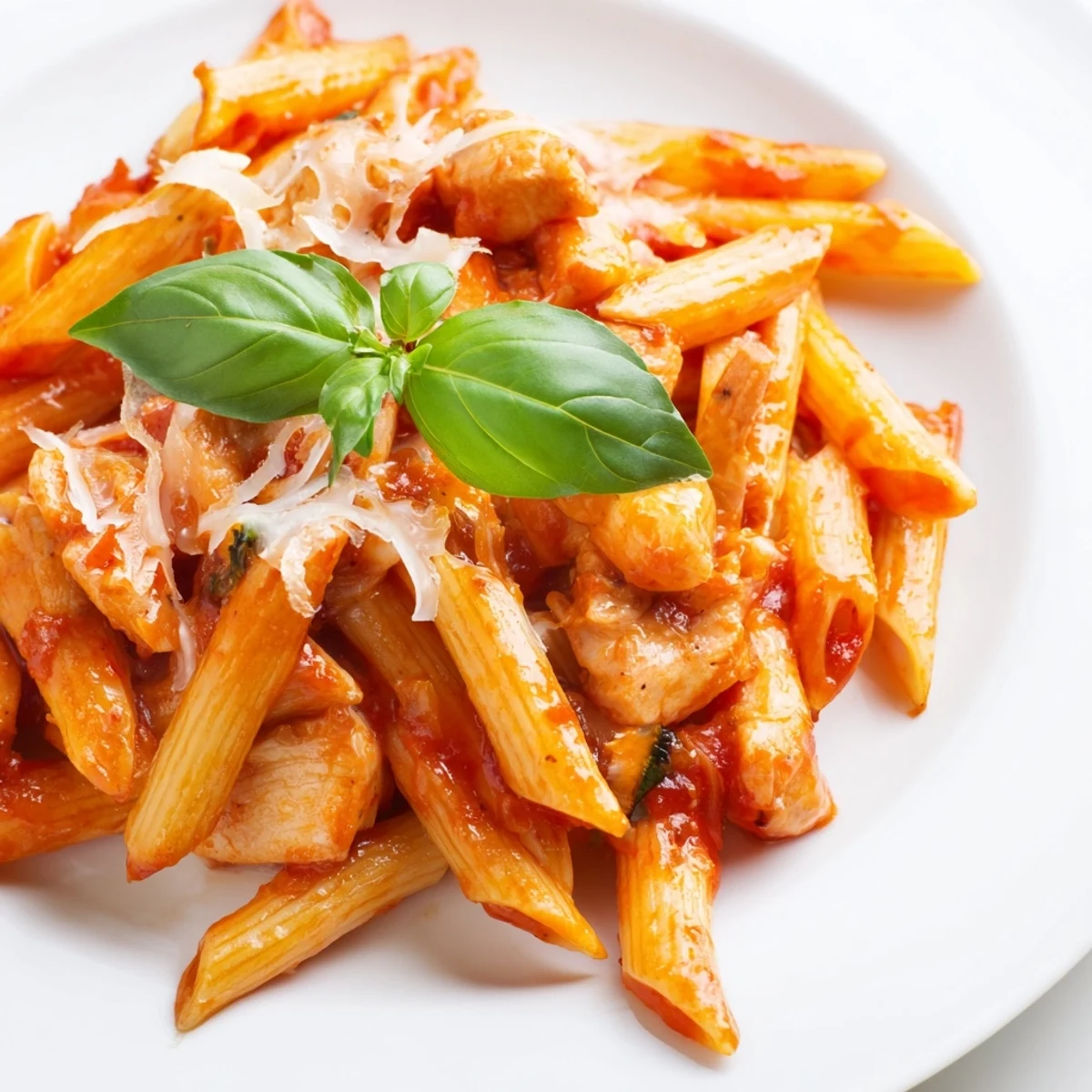 Weeknight-friendly Tomato Basil Chicken Pasta features golden chicken, pasta ribbons in rich tomato sauce, and a bright, herbaceous finish perfect for dinner.