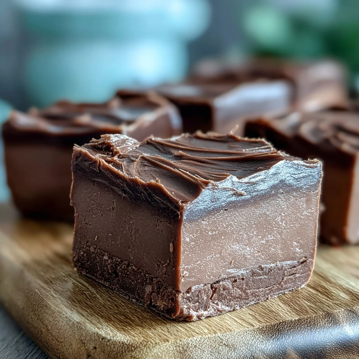 A square of dark Hojicha fudge is lifted with a spatula, ready to be served. 