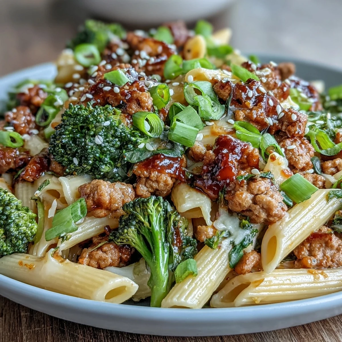 Steamed broccoli florets and browned ground turkey mingle with al dente penne in this Sweet & Spicy Turkey Broccoli Pasta. A glossy sauce clings to each noodle, promising a sweet heat that’s perfect for a quick weeknight dinner.
