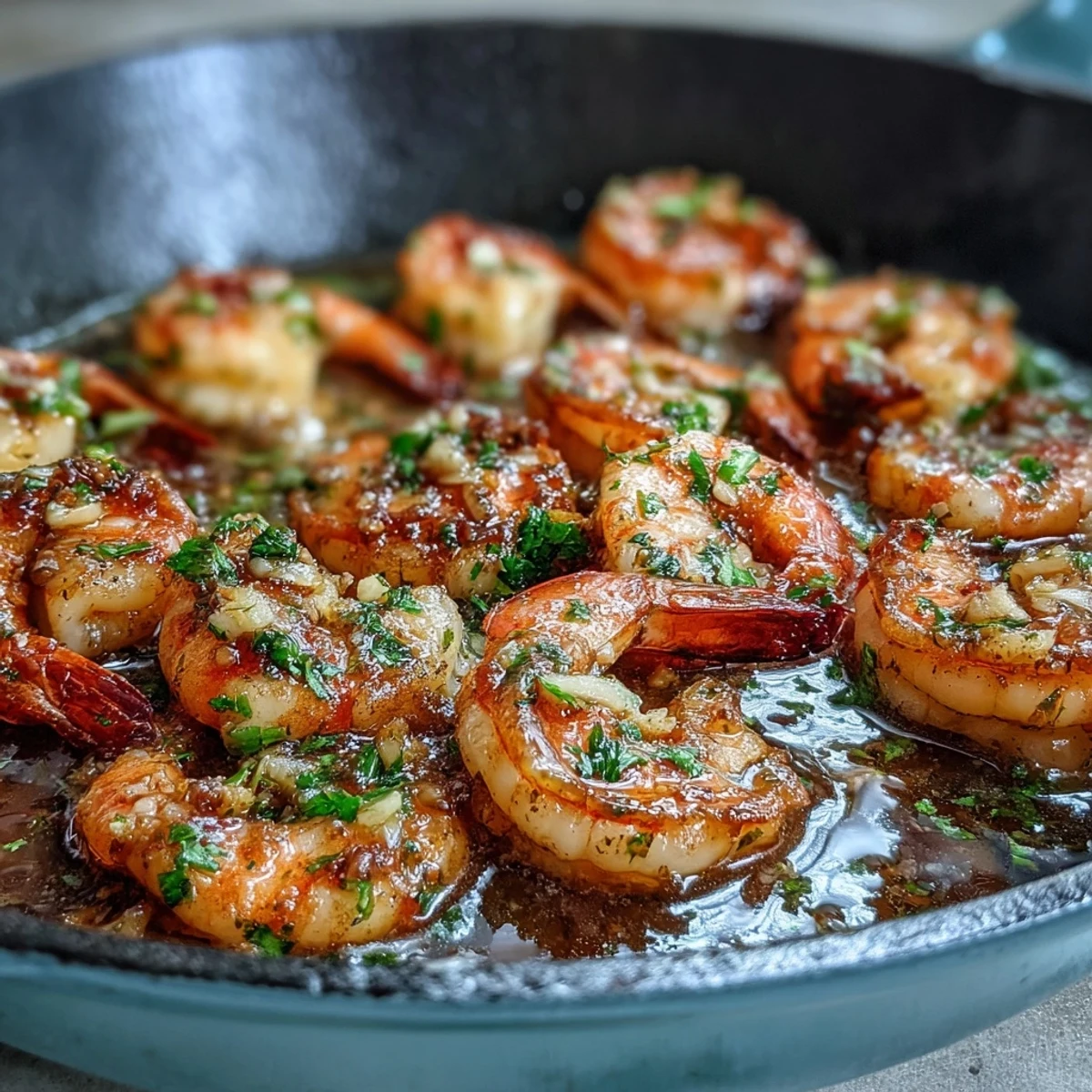 1. Juicy prawns sizzling in rich garlic butter, brightened with fresh lemon and parsley for a vibrant, restaurant-quality dish.  