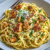 Rich Cowboy Butter Chicken Linguine piled high with tender chicken and silky, buttery pasta noodles.