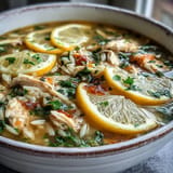 Tender chicken and pasta swim in this sunny, zesty Lemon Chicken Orzo Soup.