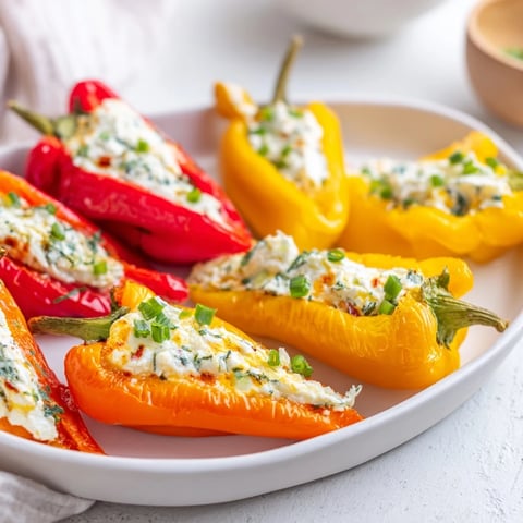 Vibrant photo of Mini Bell Pepper Halves with Feta Filling, ready to enjoy as a colorful appetizer.