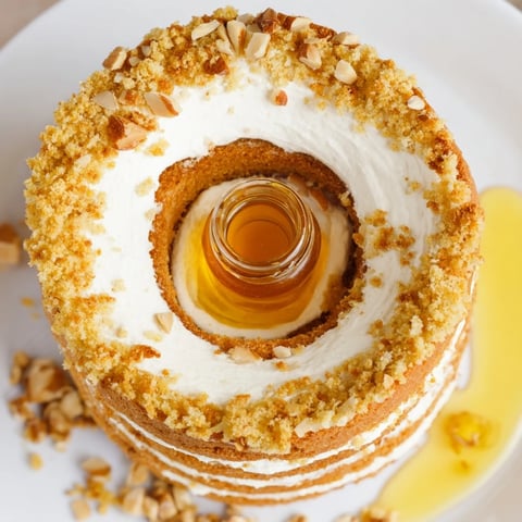 Golden honey cascading from the central pot of the Honey-Drip dessert, ready to drizzle.