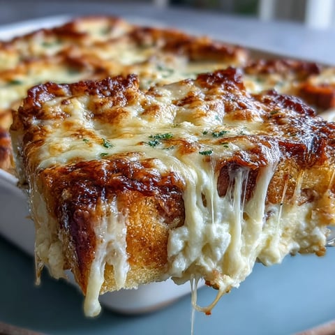 Golden, bubbling Croque Monsieur Casserole fresh from the oven, revealing layers of ham, Gruyère, and creamy béchamel sauce.