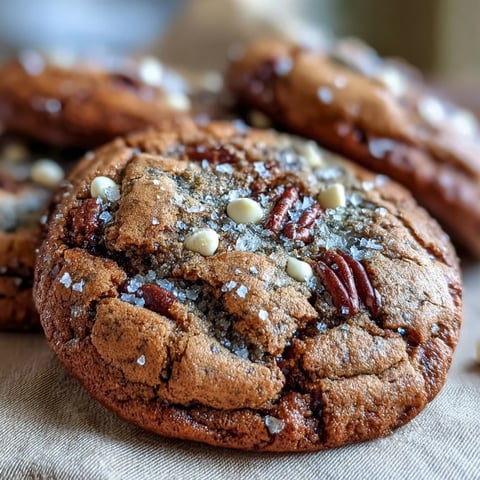 Freshly baked Brown Butter Hojicha & Earl Grey Cookies with white chocolate chips on a cooling rack.