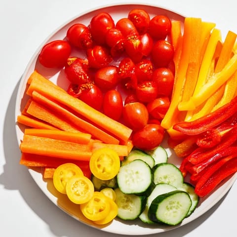 A delicious Colorful Vegetable Rainbow Board arrangement, perfect for parties, with bright vegetable colors and hummus.