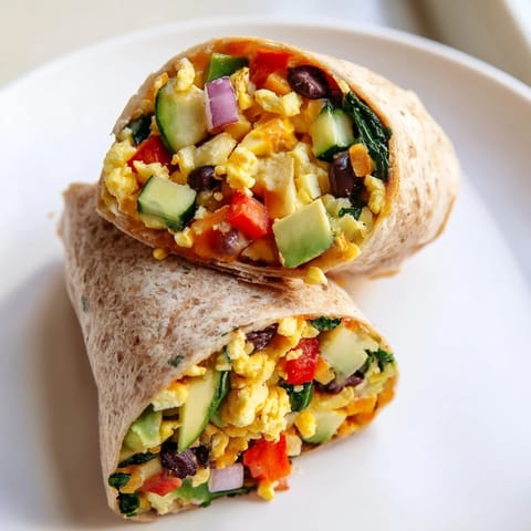 This satisfying Veggie-Loaded Breakfast Burrito is bursting with fresh vegetables and flavorful spices, perfect for breakfast.