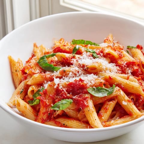A close-up shot of perfectly cooked Microwave Bowl Pasta, ready to be enjoyed as a quick meal.