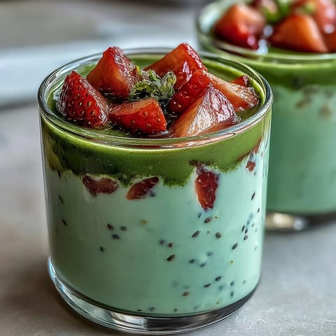 Strawberry Matcha Chia Oats