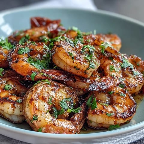 Easy Healthy Lemon Garlic Shrimp Bowls with vibrant shrimp and fresh vegetables on brown rice, drizzled with lemon yogurt sauce.