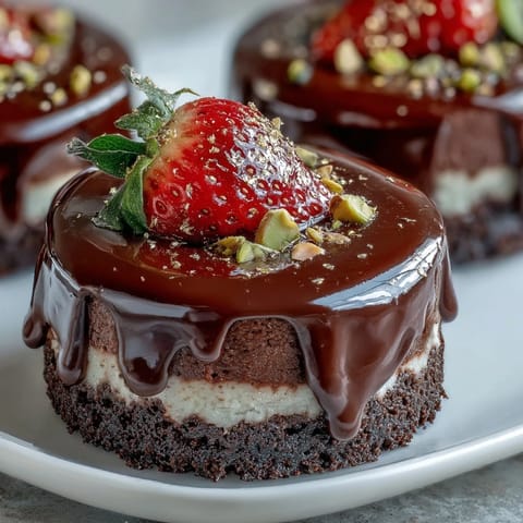 Luxurious mini cheesecake cups featuring chocolate biscuit base, smooth cream cheese filling, and golden garnish.  