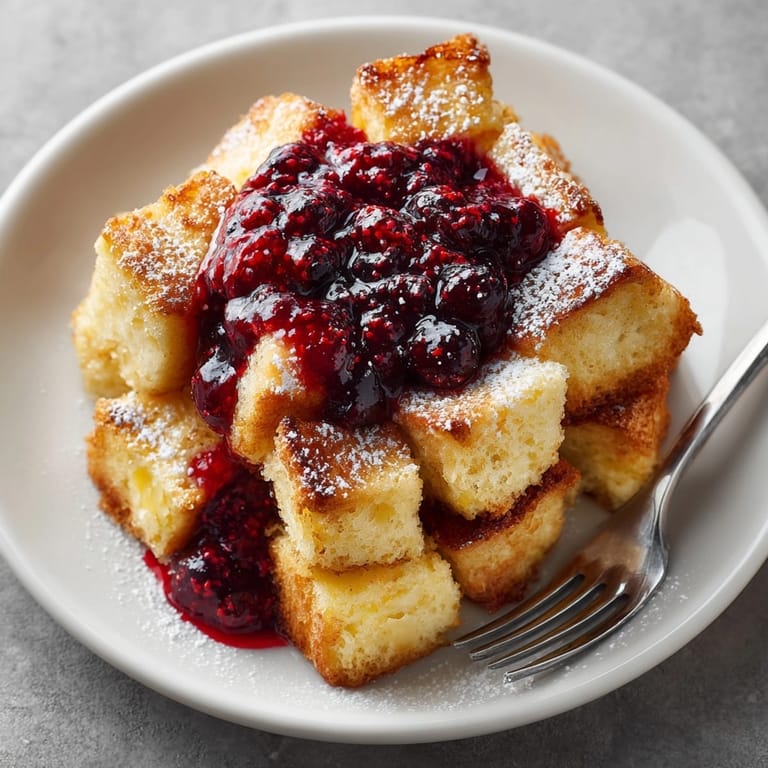 A warm, comforting serving of homemade Sourdough French Toast Casserole, perfect for a special breakfast.