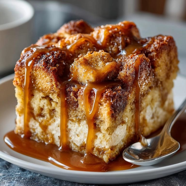 Scoopable Pumpkin Bread Pudding with Caramel Sauce: comforting, autumnal spiced flavors for a crowd.