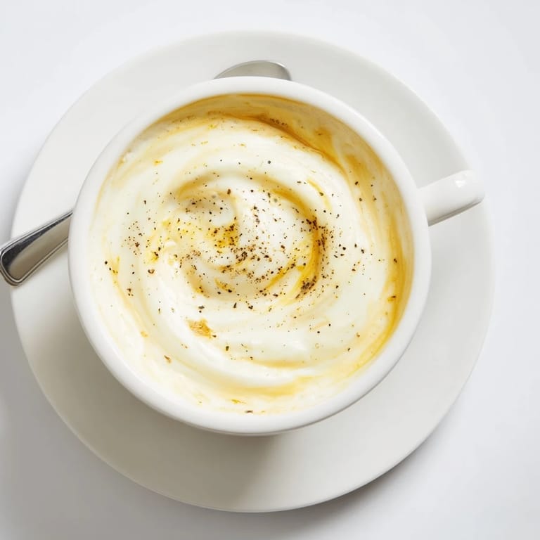 Rich espresso mingled with caramelized onions, served as a unique latte.