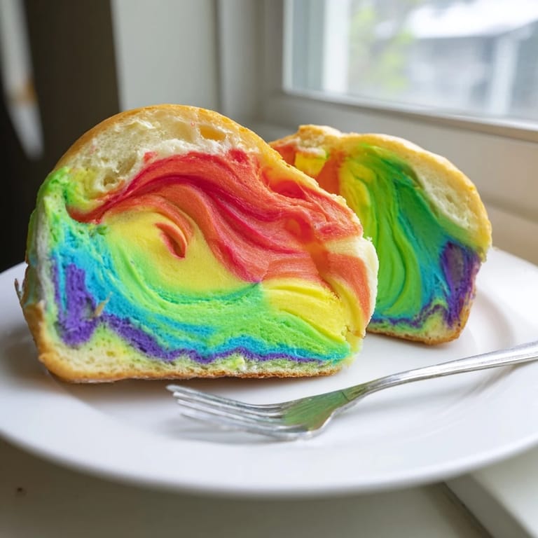 Vibrant rainbow cloud bread, light and airy, great for unique snack ideas.  