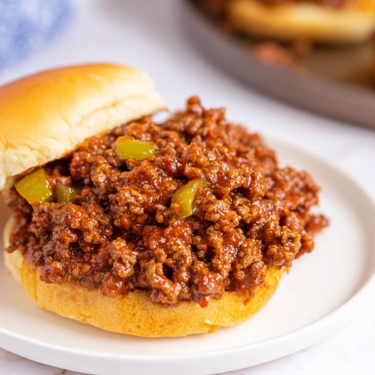 Homemade Sloppy Joes served with hamburger buns – a quick and easy American family meal.