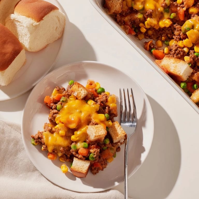 A close-up of a hearty 5-Ingredient Sloppy Joe Casserole, showcasing its delicious texture.