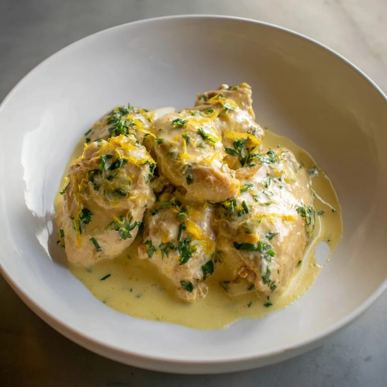 Enjoy a plate of Lighter Creamy Tarragon Chicken, a French-inspired, low-fat dish bursting with flavors.