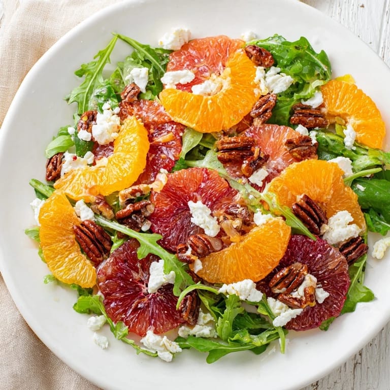 Imagine this Winter Citrus & Candied Pecan Salad: Honey-citrus vinaigrette drizzled over a beautiful, easy salad.