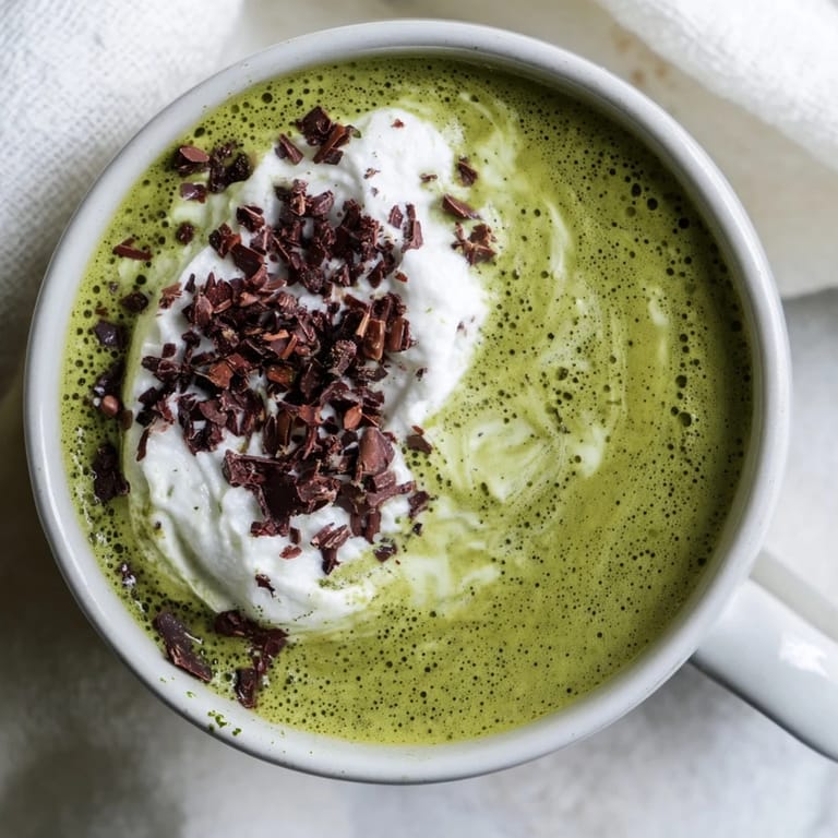 A beautifully frosted mug holds a rich, invigorating Collagen Peppermint Mocha Matcha Latte, ready to sip and enjoy.