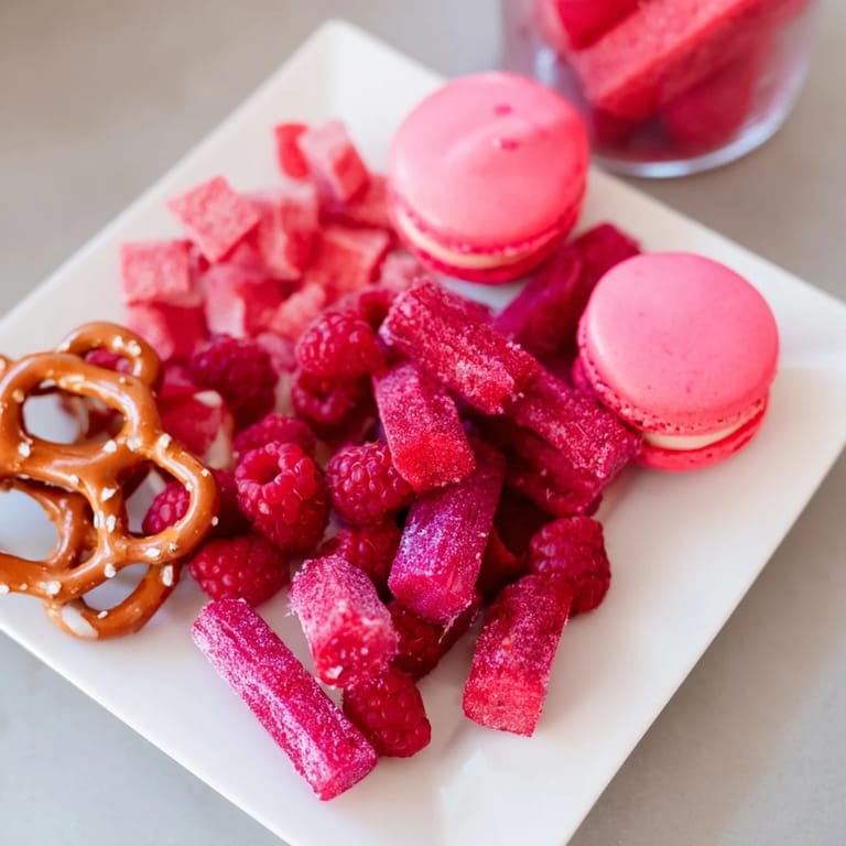 This festive Baby Reveal snack board presents colorful pretzels, cupcakes, and fruit perfect for celebration.