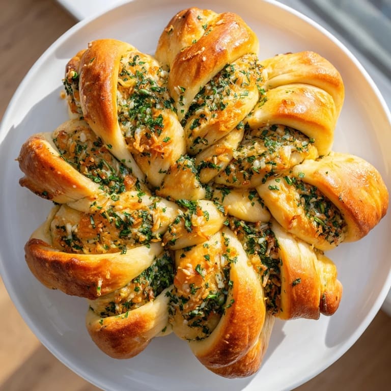 Warm, freshly baked star shaped garlic bread with melty cheese and herbs, ideal as a savory appetizer.