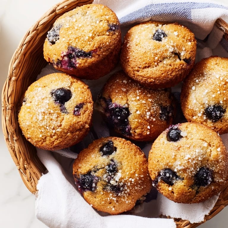 A beautiful basket overflowing with golden-brown mini blueberry muffins ready to enjoy.