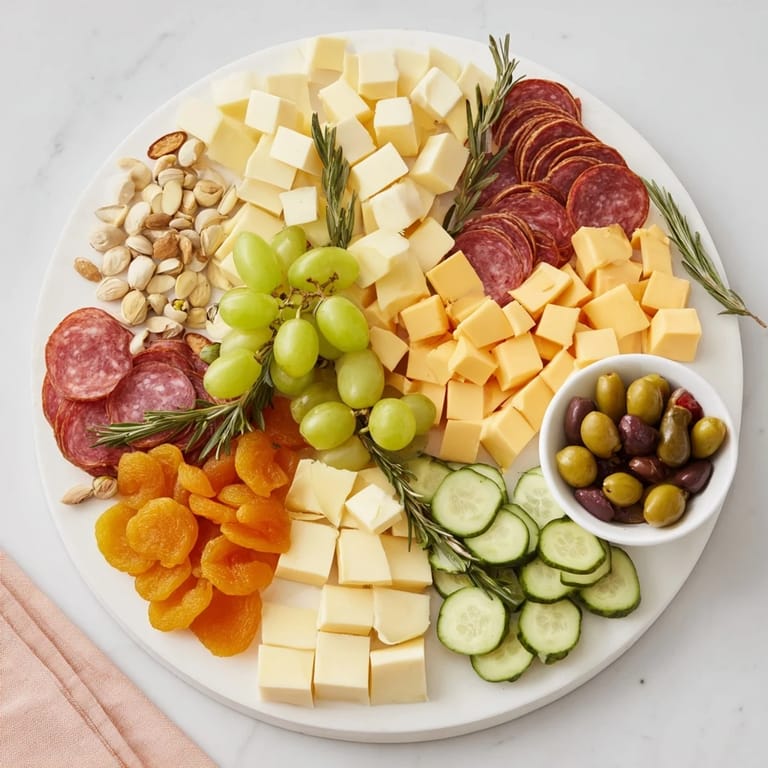 Book Club Pairing Platter showcasing various cheeses and cured meats perfectly arranged with rosemary sprigs.