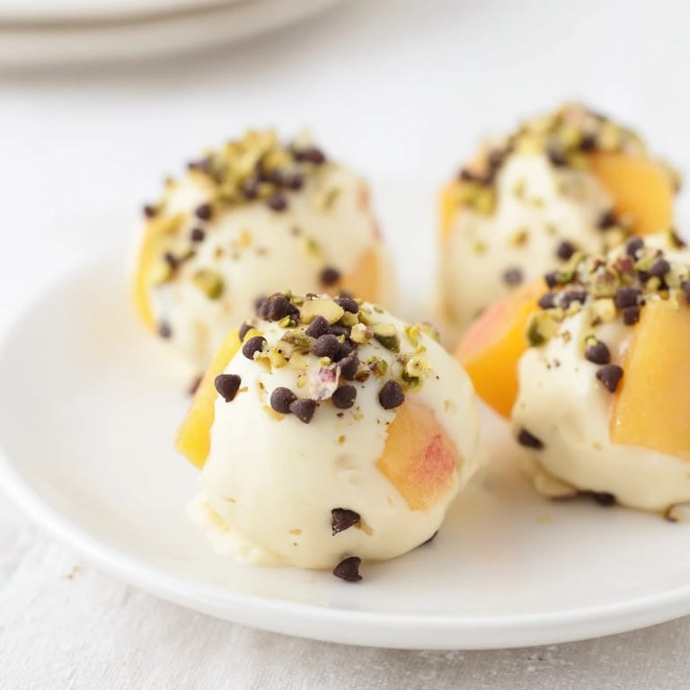 These vibrant frozen peach yogurt bites look like a delightful summer snack, chilled on a tray.