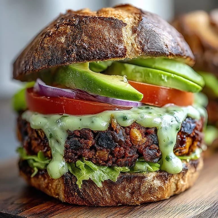 Ready to eat Vegan Sweet Potato Black Bean Burger served with crispy lettuce and red onion.