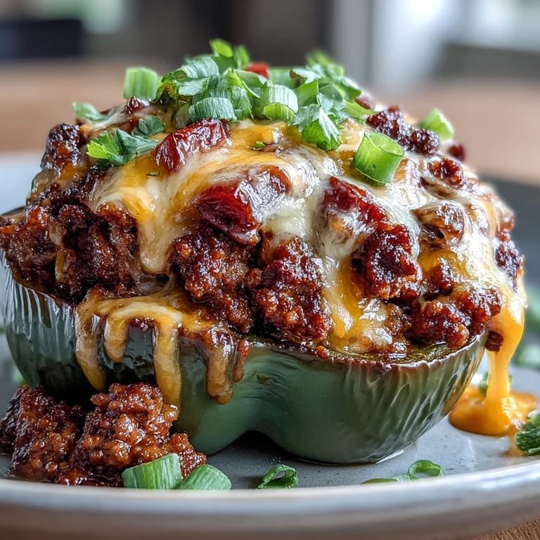 Vibrant bell peppers filled with spiced taco meat and topped with gooey cheddar cheese, perfect for keto-friendly meals.